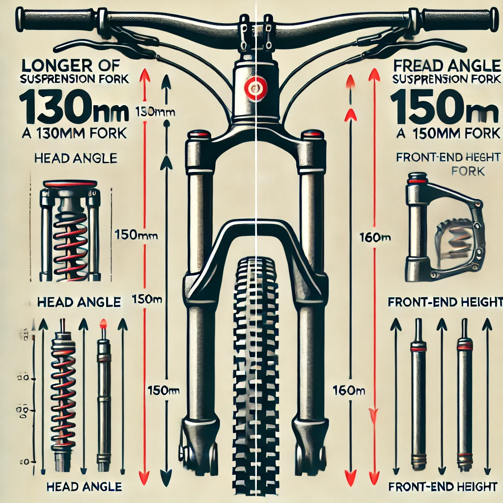 Illustration eines MTB mit verschiedenen Gabellängen